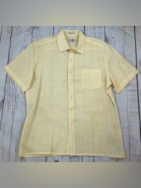 Kahuna Bay 100% Linen Yellow Button Up Shirt Men’s XL. Lightweight Washable